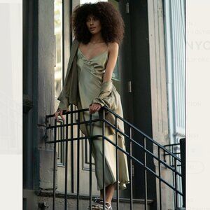 KES NYC Sage Silk Slip Dress